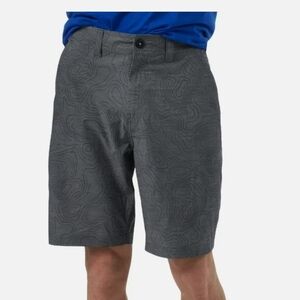 Men's Gray Flat Front Patterned Shorts
